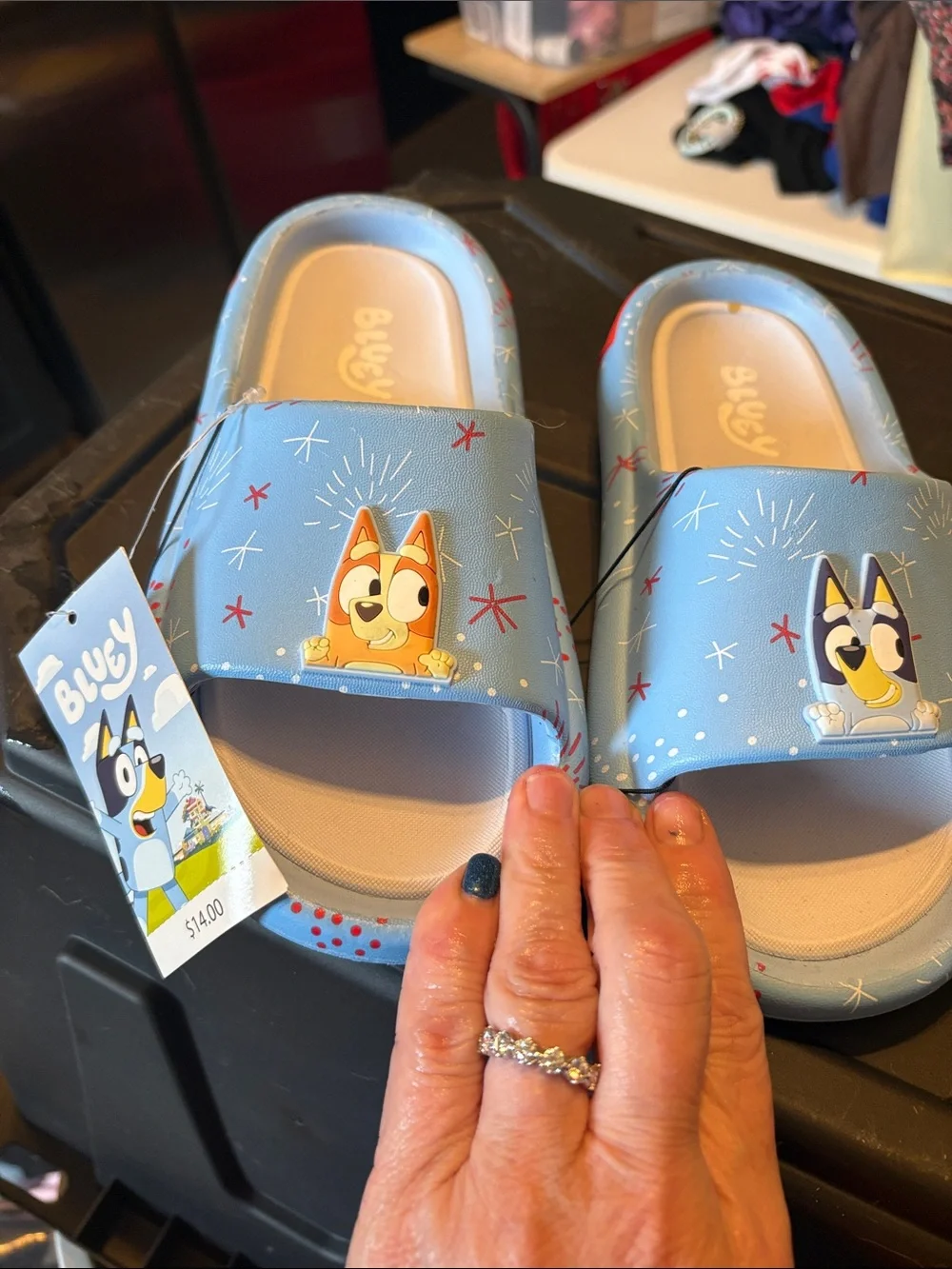 Bluey Light Blue Kids Slide Sandals with Character Strap
